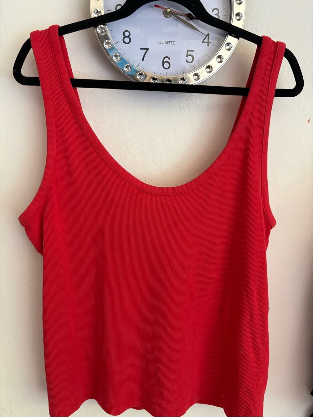aerie Red Scoop Neck Ribbed Tank
